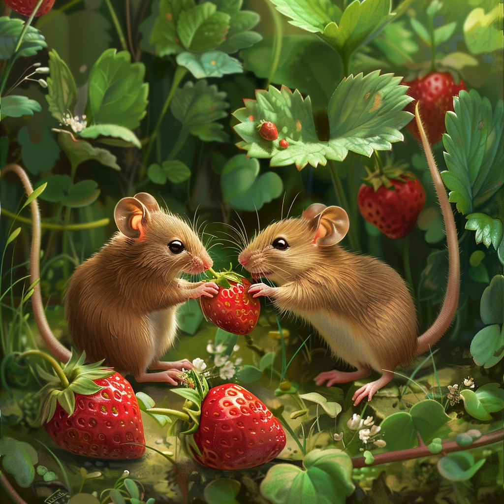 Mouse Eating Yumi's Strawberry