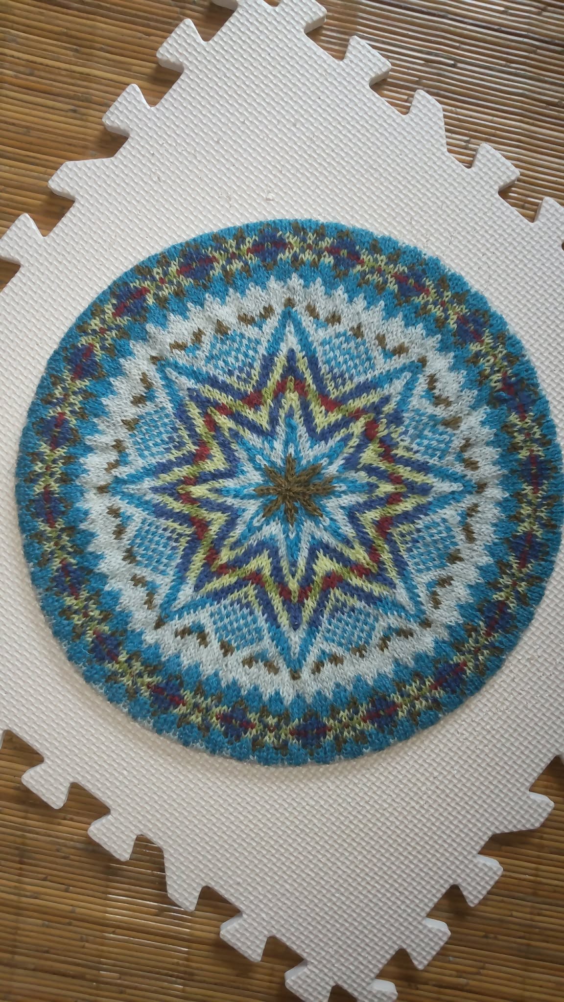 My Handknitted Beret with The Fair Isle Style